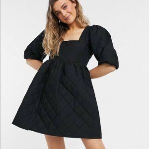 Puff Sleeve Black Quilted Mini Dress from Vero Moda